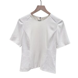 Rag & Bone Ivory Structured Panel Top Size 2 Short Sleeve Minimalist Blouse